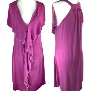 LAMADE Fuchsia Ruffled‎ Halter Dress L